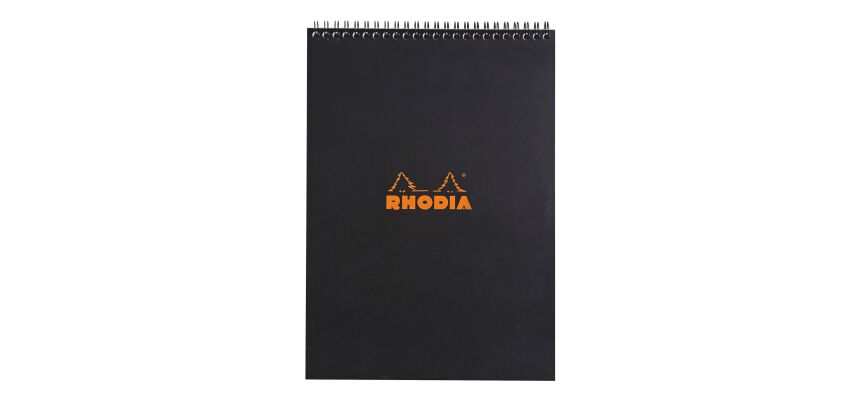 Bloc de bureau Rhodia 21 x 29,7 cm spirale noir n°18 - quadrillé 5 x 5 - 80 pages