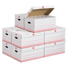 Pack archivage carton Bruneau - Dos 10 cm  - Haute résistance - blanches - 60 boîtes + 10 caisses