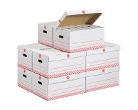 Pack archivage carton Bruneau - Dos 10 cm  - Haute résistance - blanches - 60 boîtes + 10 caisses