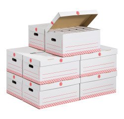 Pack archivage carton Bruneau - Dos 10 cm  - Haute résistance - blanches - 60 boîtes + 10 caisses