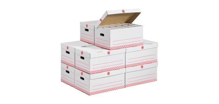 Pack archivage carton Bruneau - Dos 10 cm  - Haute résistance - blanches - 60 boîtes + 10 caisses