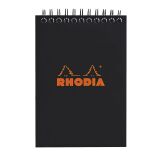 Notizblock Rhodia schwarz mit Spiralbindung - 80 Seiten - 5 x 5 mm n° 13 - Format 10,5 x 14,8 cm