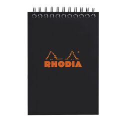 Bloc de bureau Rhodia 10,5 x 14,8 cm spirale noir n°13 - 5 x 5 - 80 feuilles