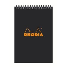 Bloc de bureau Rhodia 14,8 x 21 cm spirale noir n°16 - quadrillé 5 x 5 - 80 pages