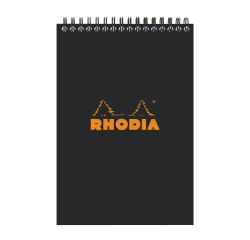 Bloc de bureau Rhodia 14,8 x 21 cm spirale noir n°16 - quadrillé 5 x 5 - 80 pages