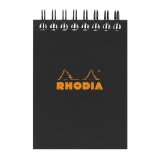 Bureaublok Rhodia zwart met spiraalbinding - 80 vellen - geruit 5 x 5 mm n°11 formaat 7,5 x 10,5 cm