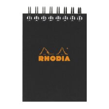 Notizblock Rhodia schwarz mit Spiralbindung - 80 Seiten - 5 x 5 mm n° 11 - Format 7,5 x 10,5 cm