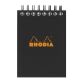 Bureaublok Rhodia zwart met spiraalbinding - 80 vellen - geruit 5 x 5 mm n°11 formaat 7,5 x 10,5 cm