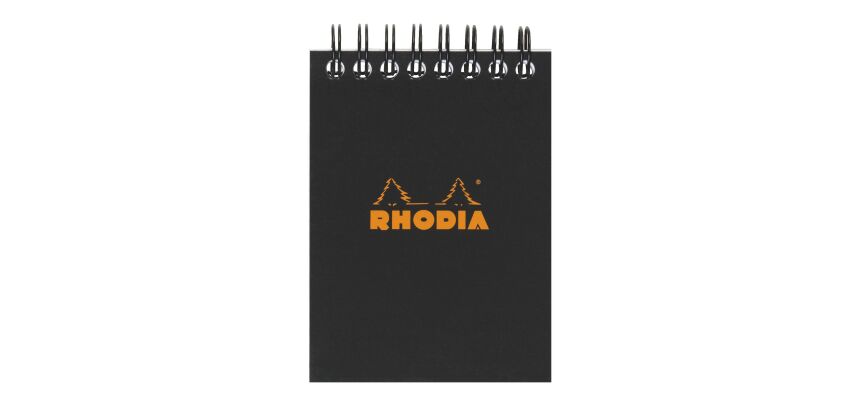 Bloc bureau Rhodia noir spirale 80 feuilles 5 x 5 cm n° 11 format 7,5 x 10,5 cm