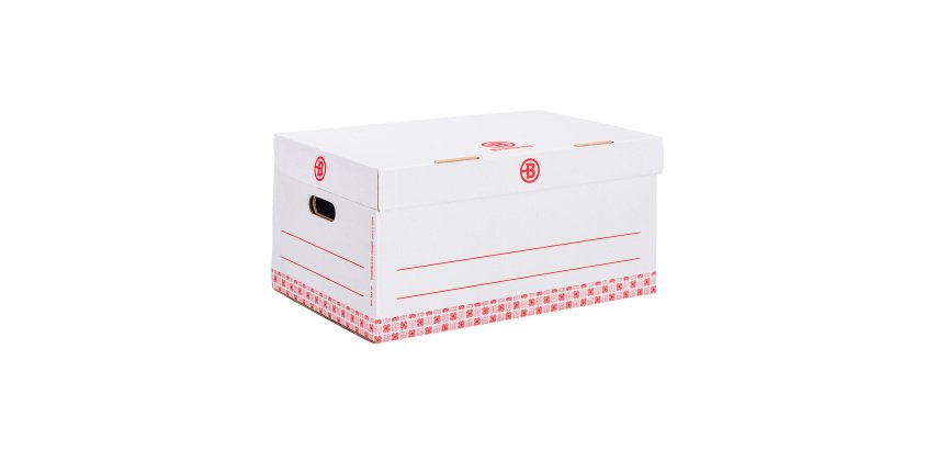 Caisse archives Carton Bruneau - H 27 x L 55 x P 36 cm - Haute résistance - Blanche