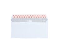 Box of 500 envelopes, 80 g, 110 x 220 mm, with window 45 x 100 mm, self-adhesive flap with protective strap