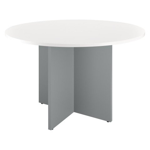 Mesa redonda Excellens Blanca 120 cm patas en cruz Alumino