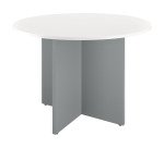 Table ronde 100 cm plateau blanc pieds croix Essens