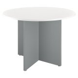 Table ronde 100 cm plateau blanc pieds croix Essens