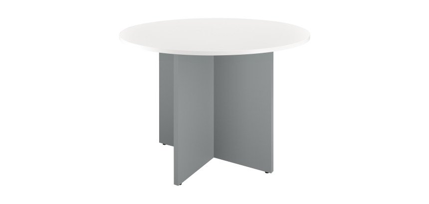 Table ronde 100 cm plateau blanc pieds croix Essens