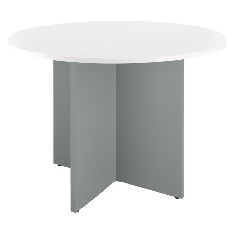 Table ronde 100 cm plateau blanc pieds croix Essens
