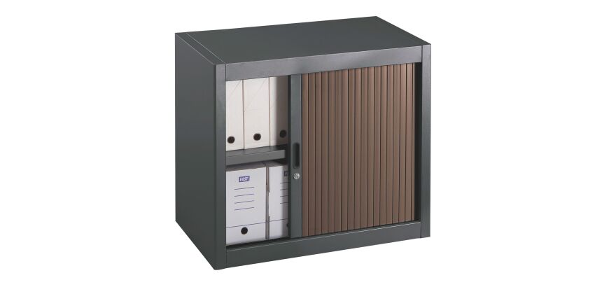 Armoire basse à rideaux démontables Décor 70 x 80 cm corps anthracite