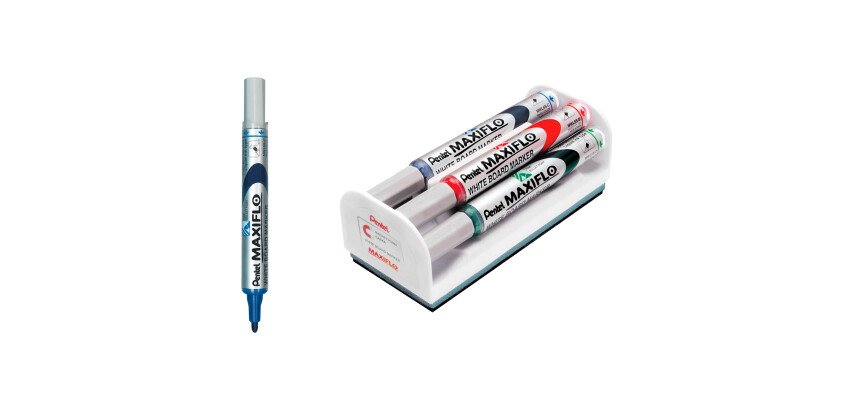 Assortment of 4 markers Maxiflo with medium point and magnetic eraser 
