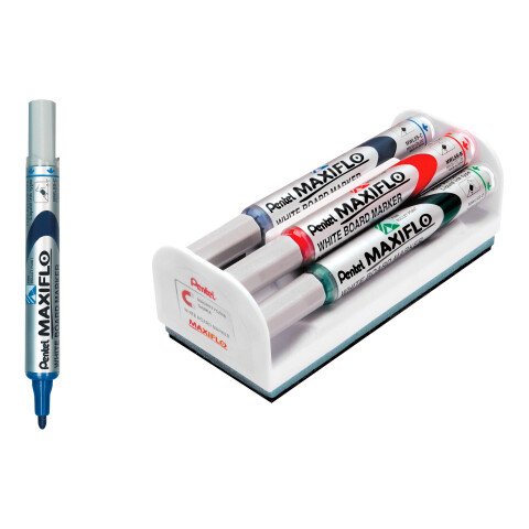 Conjunto de 4 marcadores de punta media con borrador Maxiflo magnético