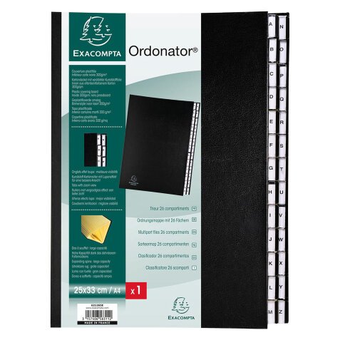 Hard sorting folder Exacompta Ordonator alphabetical 26 divisions black 