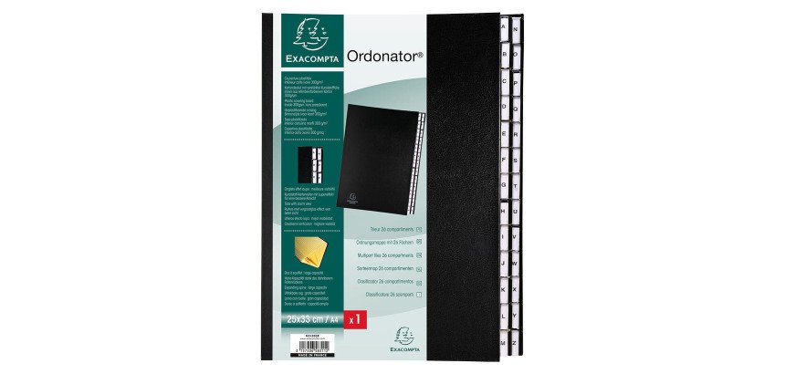 Trieur rigide Exacompta Ordonator alphabétique 26 divisions noir