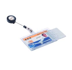 Identificador rígido Durable con cordón Eextensible, para 2 tarjetas  - paquete de 10