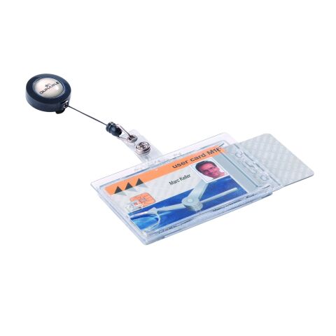 Identificador rígido Durable con cordón Eextensible, para 2 tarjetas - paquete de 10