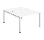 Pôle 2 bureaux L 120 cm plateaux blanc, piètement métal - Team line