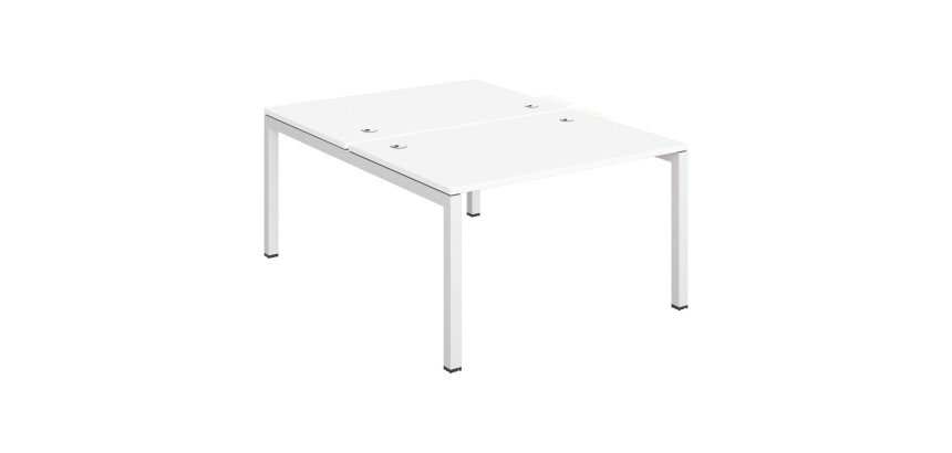 Pôle 2 bureaux L 120 cm plateaux blanc, piètement métal - Team line
