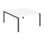 Pôle 2 bureaux L 140 cm plateaux blanc, piètement métal - Team line