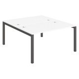 Pôle 2 bureaux L 140 cm plateaux blanc, piètement métal - Team line