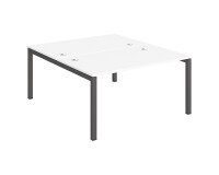 Pôle 2 bureaux L 140 cm plateaux blanc, piètement métal - Team line