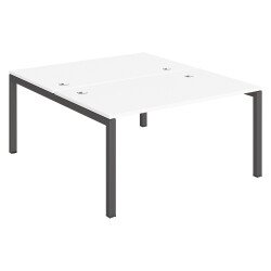 Pôle 2 bureaux L 140 cm plateaux blanc, piètement métal - Team line