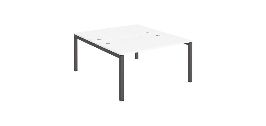 Pôle 2 bureaux L 140 cm plateaux blanc, piètement métal - Team line