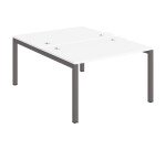 Pôle 2 bureaux L 120 cm plateaux blanc, piètement métal - Team line