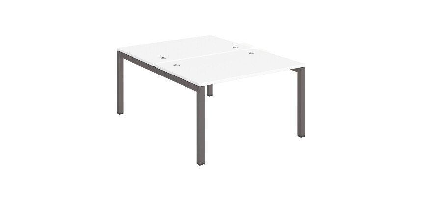 Pôle 2 bureaux L 120 cm plateaux blanc, piètement métal - Team line