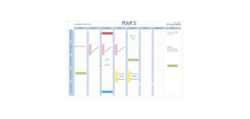 Planning magnétique Exaplanner - hebdomadaire