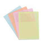 Chemise coin plastique avec fenêtre Oxford A4 polypropylène 14/100e couleurs assorties - Paquet de 10