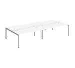 Set van 4 rechte werkposten B360 x D 168 cm witte werbladen en metalen onderstel Arko