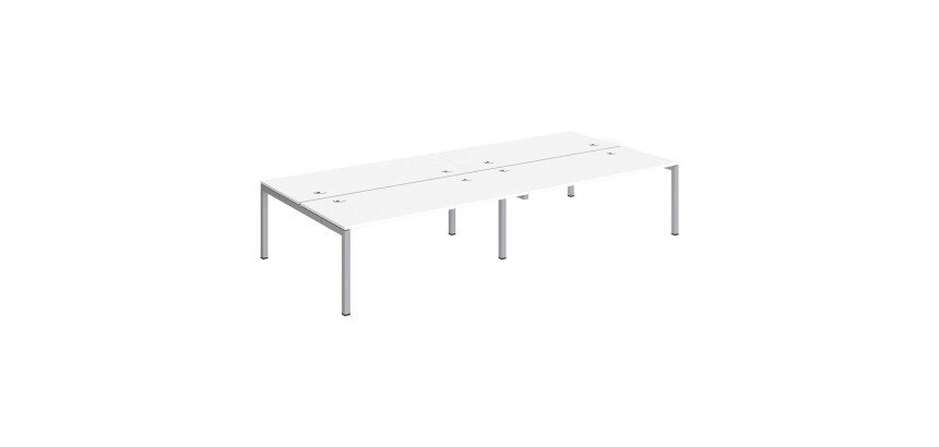 Set van 4 rechte werkposten B360 x D 168 cm witte werbladen en metalen onderstel Arko