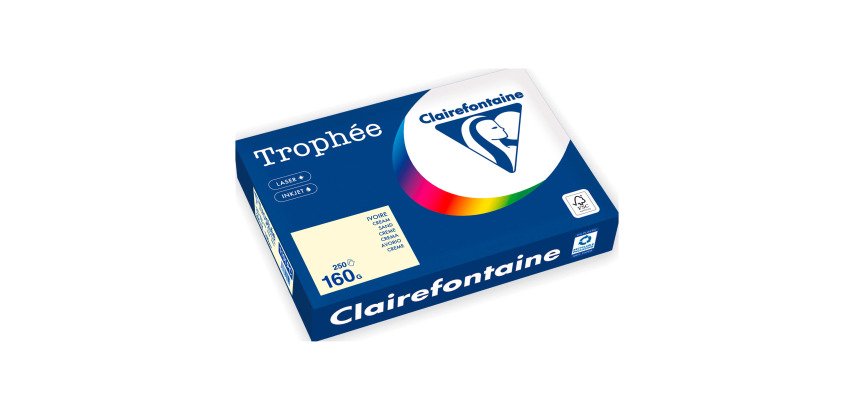 Papier couleur A4 160 g Clairefontaine Trophée couleurs pastel - Ramette de 250 feuilles