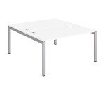 Pôle 2 bureaux L 140 cm plateaux blanc, piètement métal - Team line