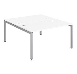 Pôle 2 bureaux L 140 cm plateaux blanc, piètement métal - Team line