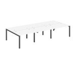 Pôle 6 bureaux L 360 cm plateaux blanc, piètement métal - Team line