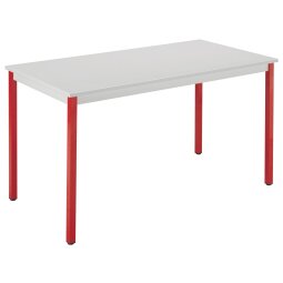 Kantoortafel multifunctioneel Eco B 160 x D 80 cm plateau lichtgrijs basis metalen buis rood