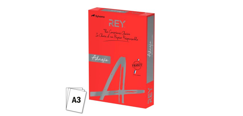 Papier couleur A3 80 g Rey Adagio couleurs vives - Ramettes de 500 feuilles