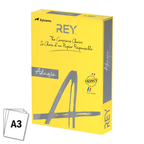Papel A3 color 80 g Rey Adagio colores vivos - Paquete de 500 hojas amarillo