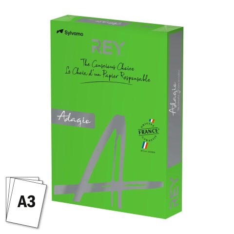 Papel A3 color 80 g Rey Adagio colores vivos - Paquete de 500 hojas verde