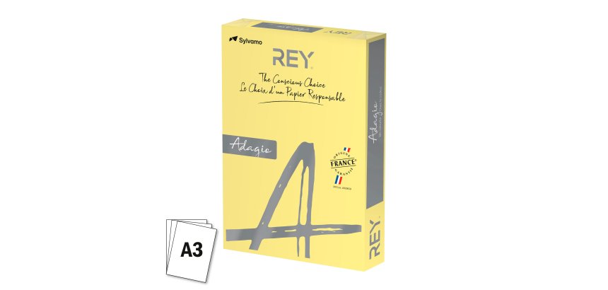Ramette papier couleur Rey Adagio couleurs pastel A3 80 gr - 500 feuilles