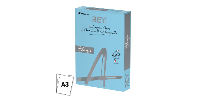 Ramette papier couleur Rey Adagio couleurs pastel A3 80 gr - 500 feuilles